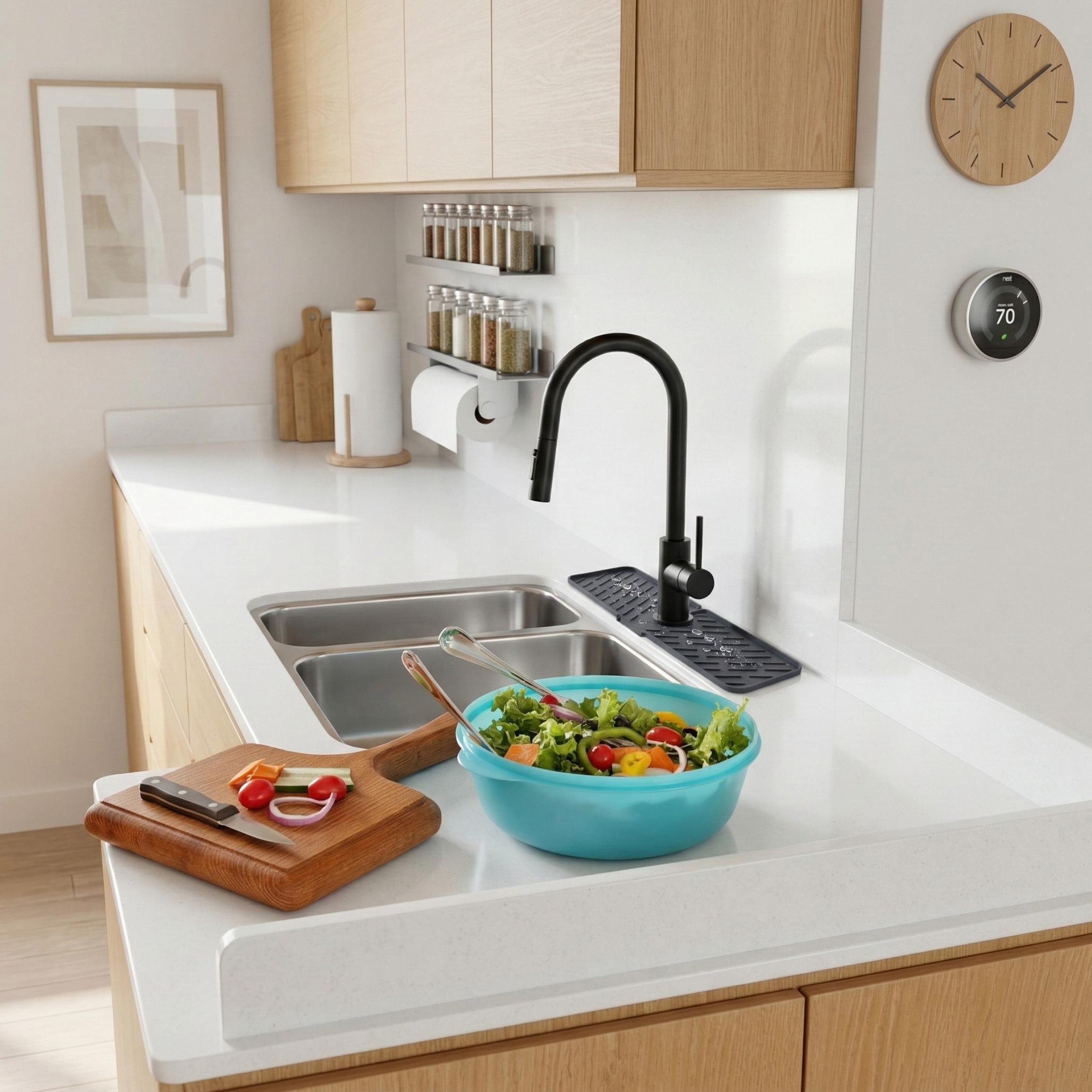 Silicone Sink Splash Guard - Self Draining Faucet Mat